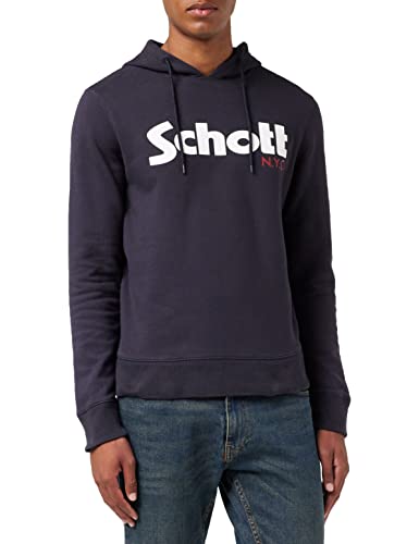 Schott NYC Swhood Sweat-shirt à capuche, Bleu (Navy Navy), Large (Taille fabricant:L) Homme