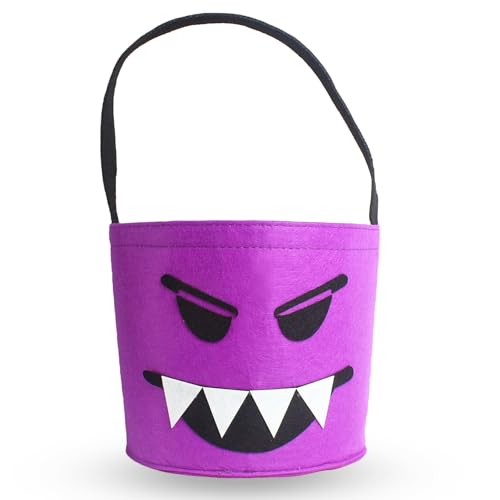 IKUHRMO Purple Felt Trick or Treat Bucket