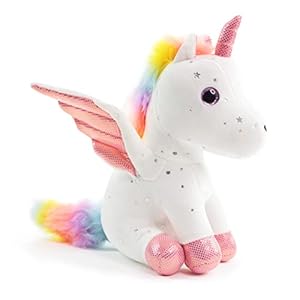 8″ Unicorn Stuffed Animal – Cute Plush Toy Gift for 3-8 Years Old Girls, Soft Birthday Present for Baby, Toddler, Kids, Decor (White)