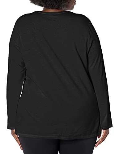 JUST MY SIZE Women's Plus Size Vneck Long Sleeve Tee2