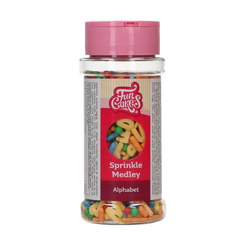FunCakes Sprinkle Medley Alphabet: Zuckerstreusel, Großartiger Geschmack, gut zum Dekorieren von Kuchen, Torten, Cakes, Sprinkle Mix. 65 g.
