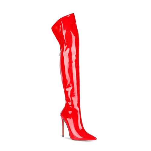 Image of Thigh high boots for women striped Back zipper Burgundy Zebra Print Over the knee Sexy gold white pointed toe Cow Print leopard Magenta stiletto heel