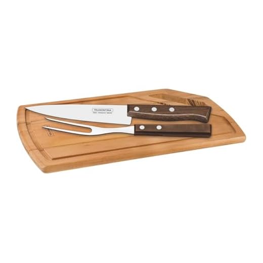 5. Kit Churrasco com Tábua 3 Peças Madeira Natural - Tramontina