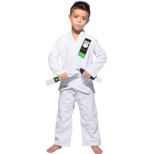 Kimono Infantil Reforçado + Faixa de Brinde Branca Jiu Jitsu Judô Karatê Artes Marciais Juvenil Seca