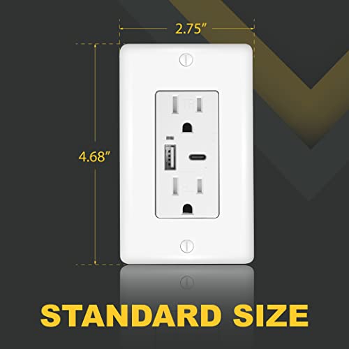 Faith Combination Electrical Outlet And Usb Wall Charger | White Wall Outlet With Usb Ports (1-Pack) | Power Outlet 15A/125V With 3.6A/5V Type A And C Usb Outlets | Fast Charging And Tamper Resistant #TOP4