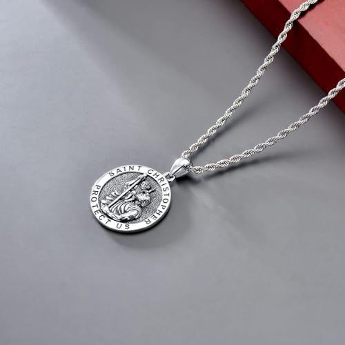 Collier Saint Christophe argent sterling cadeau idéal pendentif protection