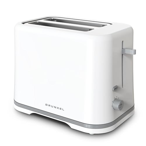 Grunkel - Tostadora extra ancha 3,9cm. Cuenta con 7 niveles de tostado, bandeja recogemigas y recogecable - 980W - Blanco (DOBLE)