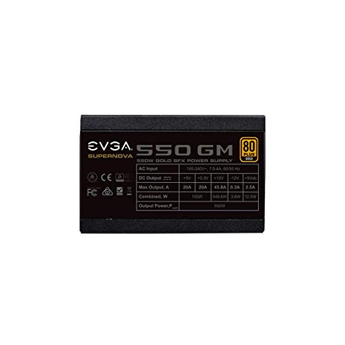 EVGA Supernova 550 GM, 80+ GOLD 550W, Totalmente Modulare, Eco Mode con Ventilatore FDB, Include Power On Self Tester, Fattore di Forma SFX, Alimentatore 123-GM-0550-Y2 (UE)