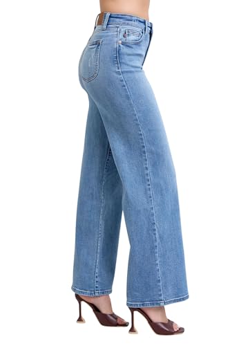 Judy Blue Women's High-Rise Vintage Wash Retro Wide Leg Jeans4