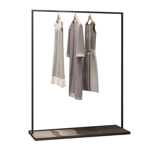 Portant à vêtements vintage en métal noir robuste avec étagères de rangement chic