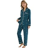 [HEWEAYTA] パジャマ レディース 春夏秋 前開き - 部屋着 長袖 上下セット ルームウエア 快適 ゆったり 柔らかい(69グリーン M)