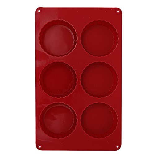 Tuut Linha Confeito Forma de Silicone Redonda Vermelha para 6 Flan 28cm x 3cm.