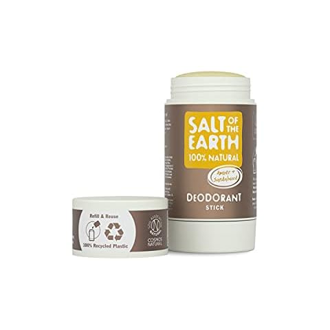 Salt Of the Earth Natural Deodorant Stick, Amber & Sandalwood - Aluminium Free, Vegan, Long Lasting Protection, Refillable, Leaping Bunny Approved, Made in The UK - 84g, 1 Count (Pack of 1) Cover