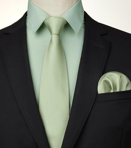 Image of HISDERN Mens Dress Shirt with Tie Pocket Square Set Classic Button Down Shirt Matching Tie Long Sleeve Shirts