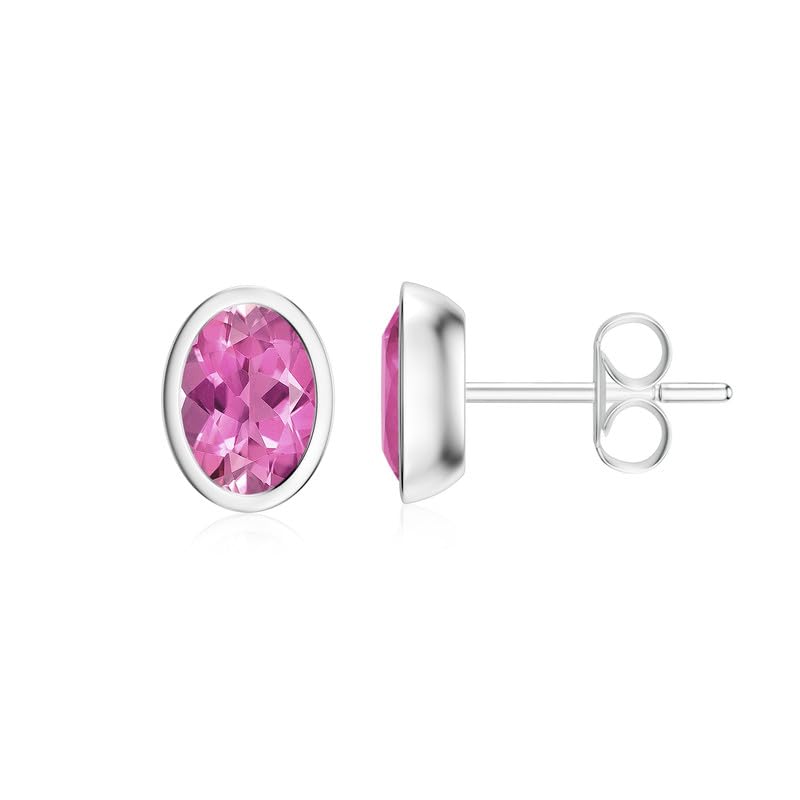 Image of Silvershake 6MM Round Shape Bazel Set Birthstone Gemstone 925 Sterling Silver Stud Post Earrings Jewelry for Business Women or Teens