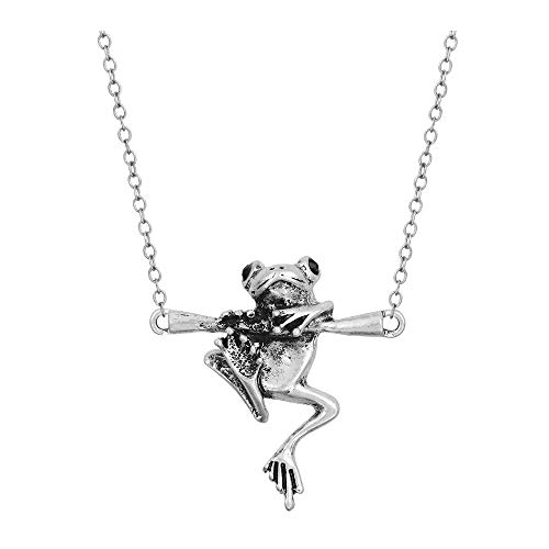 Cute Hanging Frog Pendant Necklace Vintage Silver Plated Funny Animal Necklace For Women Men Children (Vintave) #TOP2