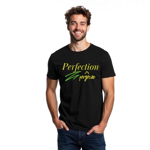 Image of ALOVA Men's Black Round Neck T-Shirt | 100% Cotton | Half Sleeve | Front Printed | Casual & Comfortable Style
