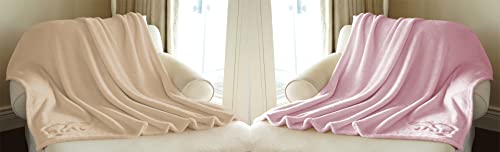 Image of Amazon Brand - Umi Super Soft Single Layered Flannel Baby Blanket - Pink & Beige | Cozy & Breathable | Warm, Soft, and Comfortable | Perfect for Newborns | Unisex Design for Boys & Girls (Pack of 2)