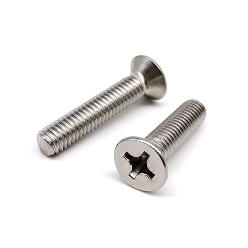 oavhvchg 10/50pcs M3 M4 Lunghezza 4-50mm Marine Grado 316 A4-70 in Acciaio Inox Croce Piatta Testa Svasata Bullone Vite(Color:10mm,Size:50pcs M3)