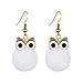 Silver/Gold Boho Dangle Statement Earrings for Women Trendy,Handmade Vintage Dainty Cute Long Drop Summer Earrings,fashion Accessories Jewelry Gifts (A67 Fluffy White Owl Ball Earrings)