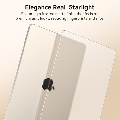 Image of EooCoo Compatible with MacBook Air 13 inch Case M5 2026-2022 M4 M3 M2 A3449 A3240 A3113 A2681, Upgrade Matte, Scratch Resistant, Sturdy Protective Hard Shell for Mac Air 13.6 inch Case, Starlight