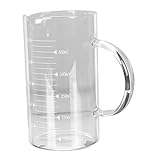 MOLUCKFU Bicchiere Graduato in Vetro Resistente al Calore da Misurino per Latte e Acqua con Scala Chiara per Uso Domestico e Microonde senza Coperchio