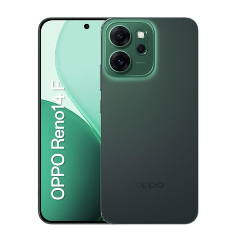 Smartphone OPPO Reno 14F 5G 256GB 12GB RAM Física e 12GB RAM Virtual Bateria 6000 mAh Câmera AI 50MP NFC IP69 Verde