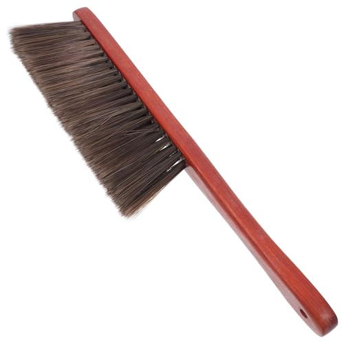 SHINEOFI Soft Bristle Wooden Hand Broom with Long Handle for Fireplace Cleaning Gentle Dust Brush for Sofa Car and Bed Ergonomic Design Reduces Back Strain Versatile Ash Sweeping Tool