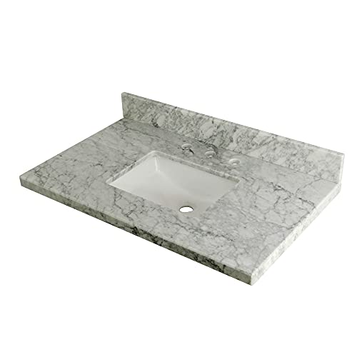 Kingston Brass KVPB3622M38SQ Templeton Vanity Sink Top, 36" x 22", Carrara Marble #1