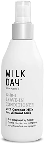 MIlk Day 12-in-1 Leave In Conditioner with Coconut Milk - Protect, Nourish, & Strengthen Hair | Control Frizz & Prevent Split Ends | Restore Healthy Shine & Texture to Dry or Damaged Hair (8.5 oz)