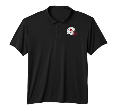 Louisville Cardinals Football Helmet Black Performance Polo Shirt