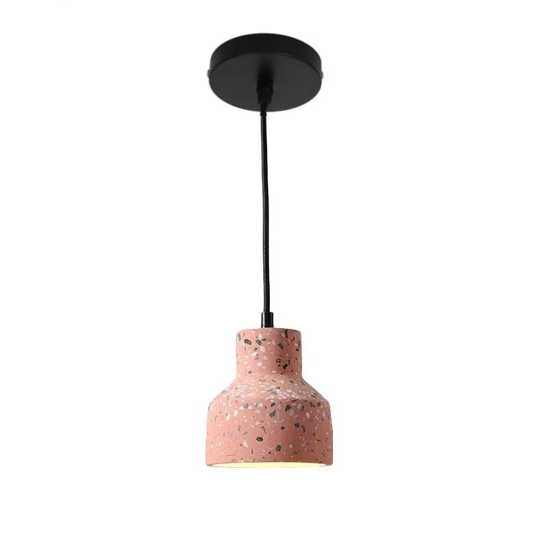 Lustre suspension LED en pierre de terrazzo rose et style nordique