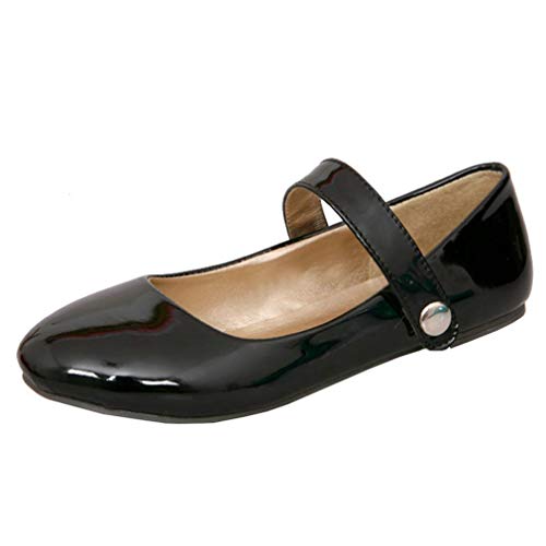 LUXMAX Womens Ballet Flats with Strap Mary Janes Low Heel Uniform Shoes