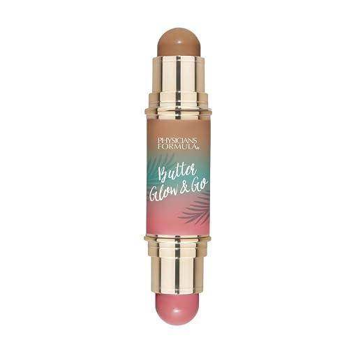 Physicians Formula Butter Glow & Go Multiuse Stick, Maquillaje en Barra Multiusos con Doble Extremo, Mejillas, Ojos y Labios, Tonos Complementarios para Bronceado, Contorno y Colorete, Sunkissed Rose