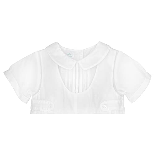 Petit Ami Baby Boys’ Shortall With Pintucks And Side Tabs, 9 Months, White #TOP2
