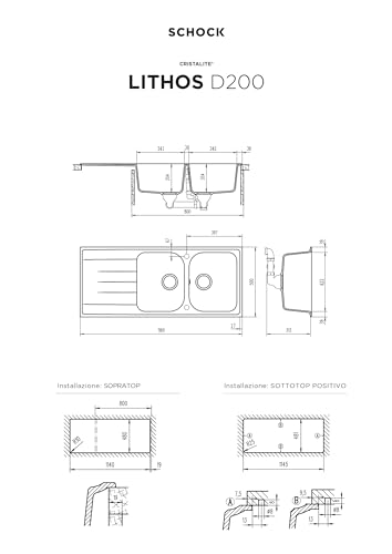 Schock Lithos D200 A 58 Unterbau-Spüle Sink, rechteckig, Hafer, Halbkreis, 341 x 421 mm, Halbkreis)