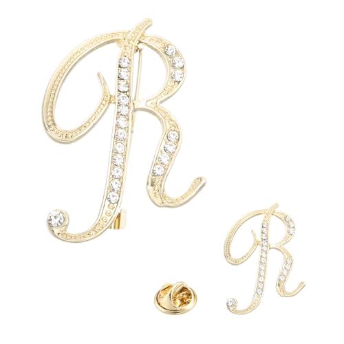 Image of PATIKIL Rhinestone Letter Brooch Pins, Initial Rhinestone Alphabet Letter Lapel Badges Pin for Women Men Suits Dress Coat