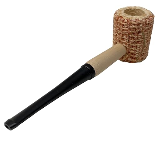 Pipa de mazorca de maíz con boquilla de ebonita de 7 cm y cazoleta de 5 cm de altura por 3.5 cm de diámetro