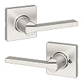 Kwikset Casey Interior Passage Door Handle, Lever for Closet and Hallway Doors, Reversible Non-Locking Handle Lever, Satin Nickel, with Microban Protection (Pack of 10)