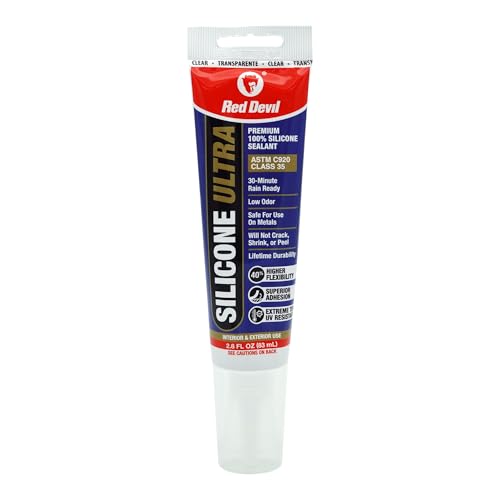 Red Devil 0795 StormGuard 920 100% RTV Silicone Sealant, 2.8 oz. Tube, Clear, 1 Pack