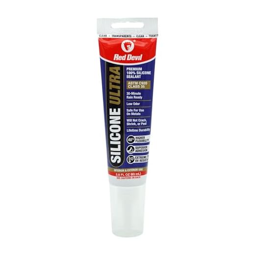 Red Devil 0795 StormGuard 920 100% RTV Silicone Window and Door Sealant, A Water-Resistant Adhesive for Interior and Exterior Use, 2.8 oz. Tube, Clear, 1-Pack
