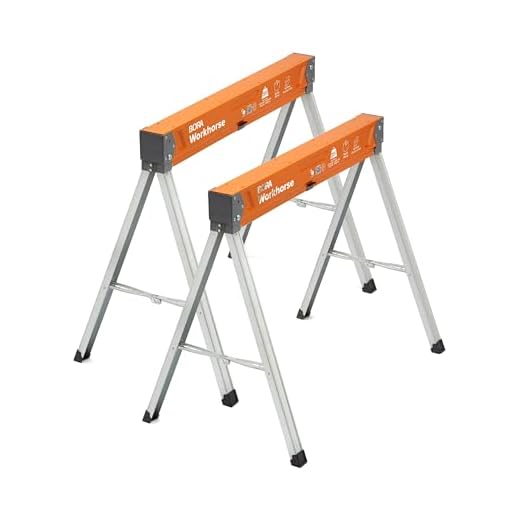 BORA Workhorse Saw Horses 2 Pack Folding Heavy Duty Sawhorse Pair with Adjustable Legs, Heavy Duty Saw horse for Contractors Portable Workbench PM-3330T, Orange