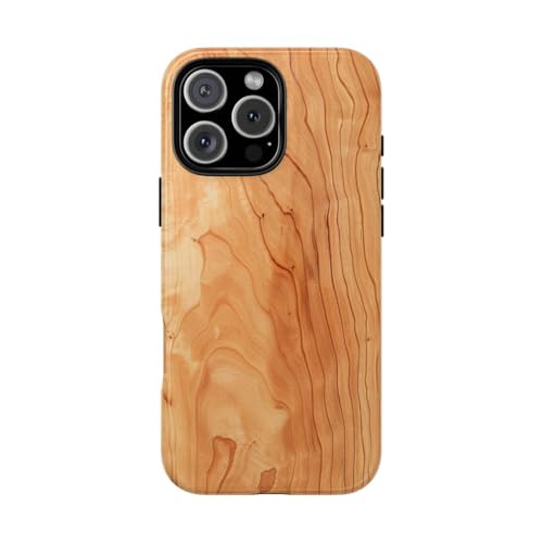 Coque bois de cerisier pour iPhone 16 Pro Max : style marron brillant au quotidien