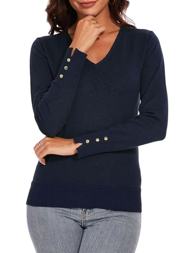 Image of Spicy Sandia Women's V Neck Pullover Sweaters with Dressy Cuffs