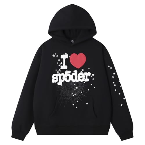Y2k Spider Hoodie Hip Hop Hoodies Set Tracksuit Unisex Preppy Clothes Hoodie Black