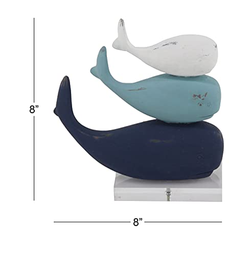 Deco 79 Polystone Whale Sculpture With Acrylic Base, 8" X 4" X 8", Multi Colored #TOP7