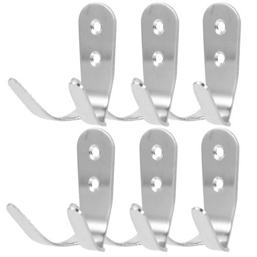 JOINPAYA Ganchos Metálicos Dobles para Colgar Abrigos y Mochilas, 6 Piezas de Acero Inoxidable para Puertas, Baño y Armarios, Instalación Sencilla