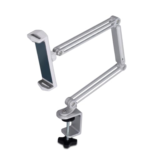 Soporte de teléfono de cama GOWENIC con brazo de metal plegable y luz plateado