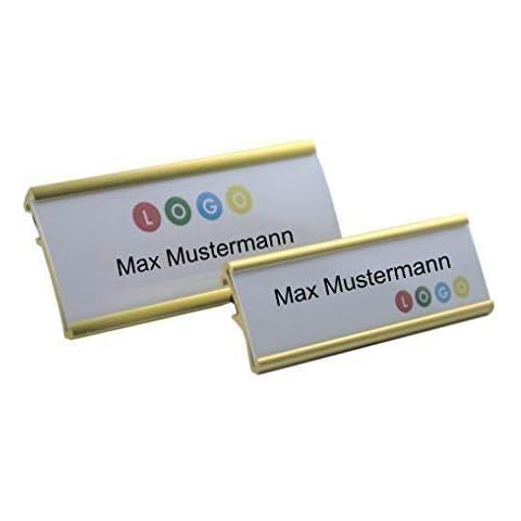 10 Stück Aluminium Namensschild goldfarbig eloxiert aus Metall Cover