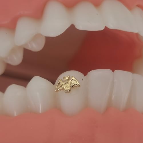 Image of Chamon Tooth Gems, 8K Gold Dental Jewelry 4-6mm, 1 Piece Teeth Gems Starter Kit with with Tweezers (Bat)